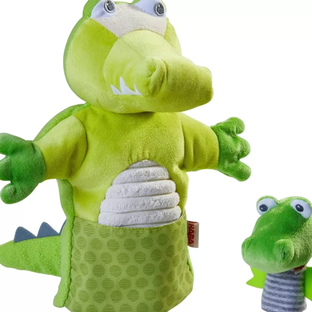 HABA Handpop Krokodil Met Baby Hatchling Vingerpop Outlet